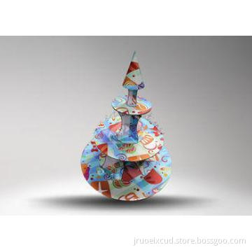 Custom Cardboard Cup 3 Tiered Cake Stand With Color Attract